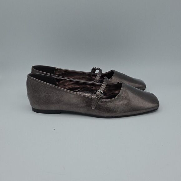 Shu Shop Adele Pewter Color Shoe Flat Mary Jane Women's Sz 8.5 Buckle EUC - Picture 5 of 8